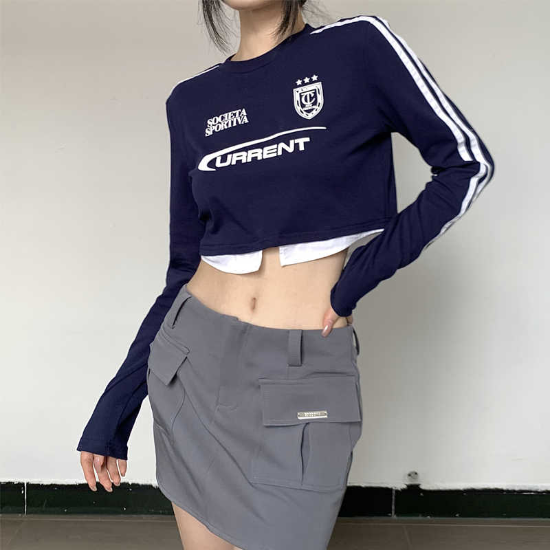 Acubi Sporty Fake Two-piece Long-sleeved Top