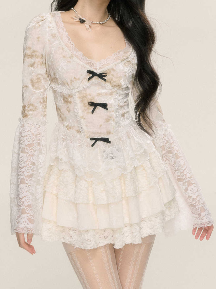 Coquette Bows Lace Long-sleeved Top