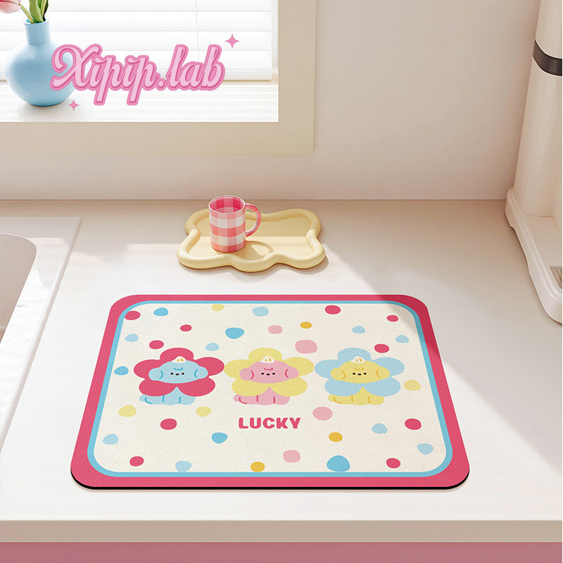 cute cartoon bar Kitchen countertop drain mat