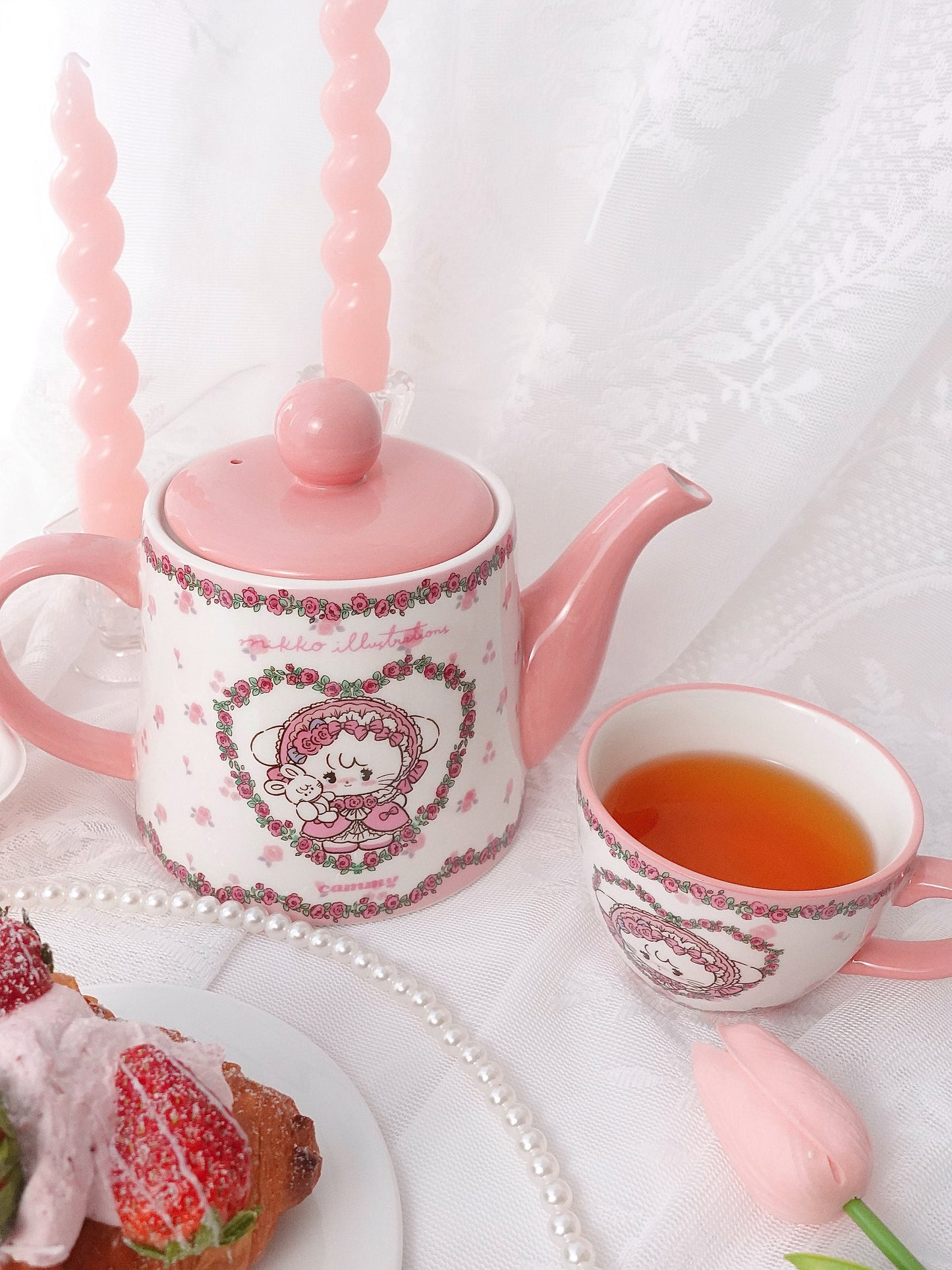 strawberry kawaii mug
