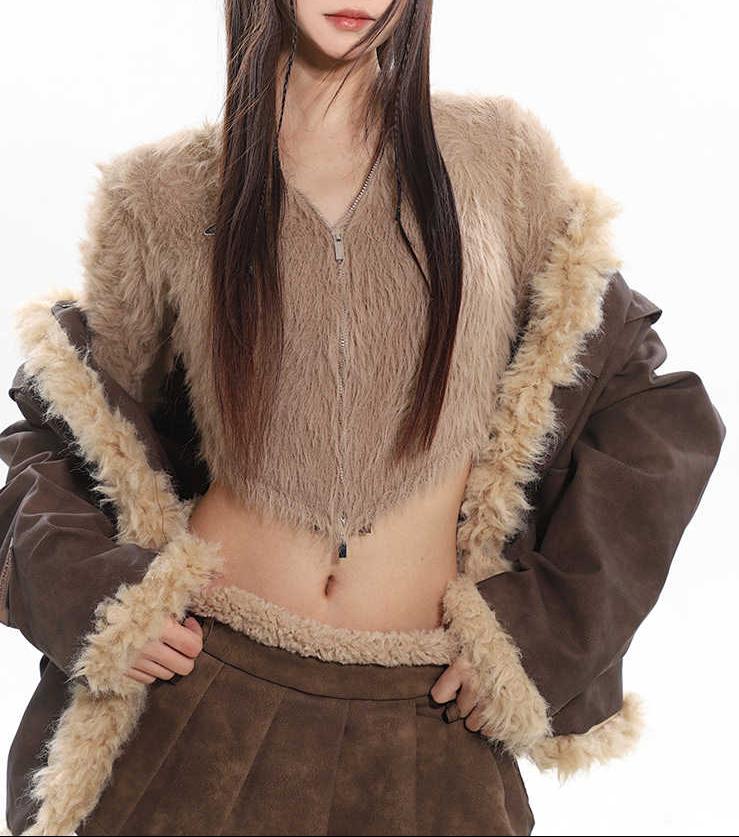 Campus Queen Maillard Fur Trim Jacket