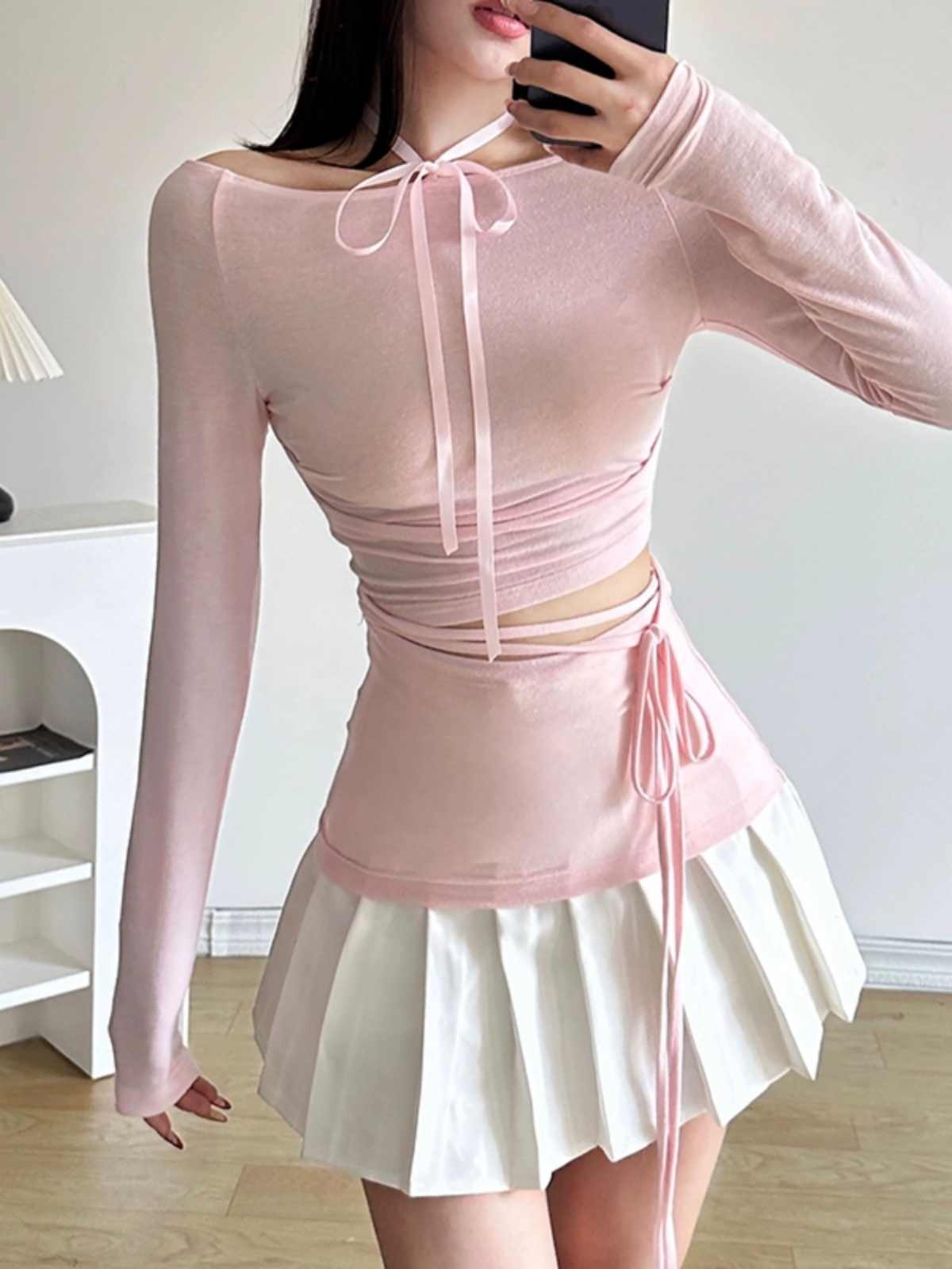 Ballet Pink Hollow Long-sleeved Top