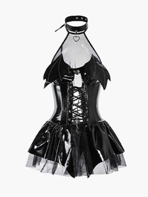 Mesh Leather Tights Dress