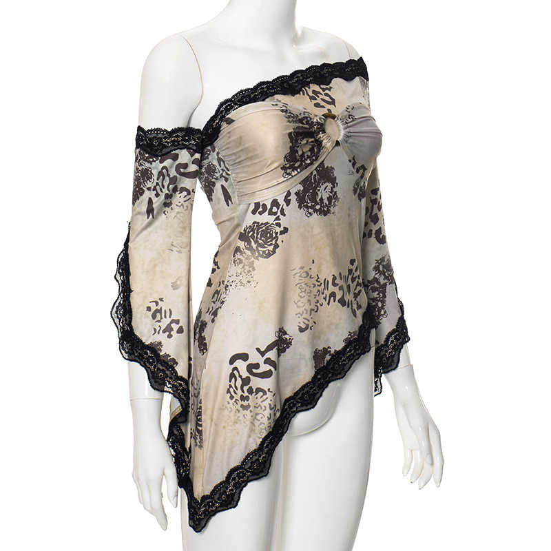 Y2K Irregular Off-Shoulder Long-sleeved Top