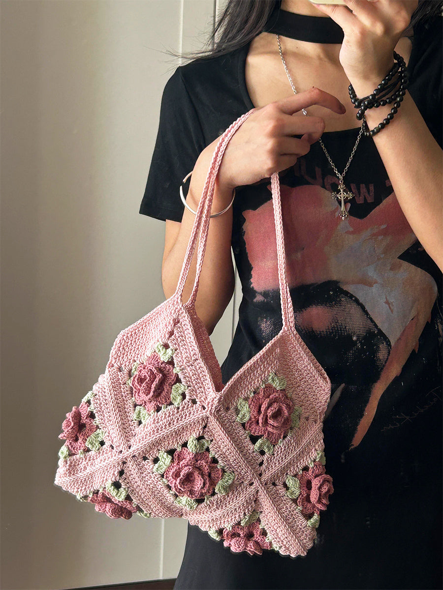 Wool diy Summer Rose Bag