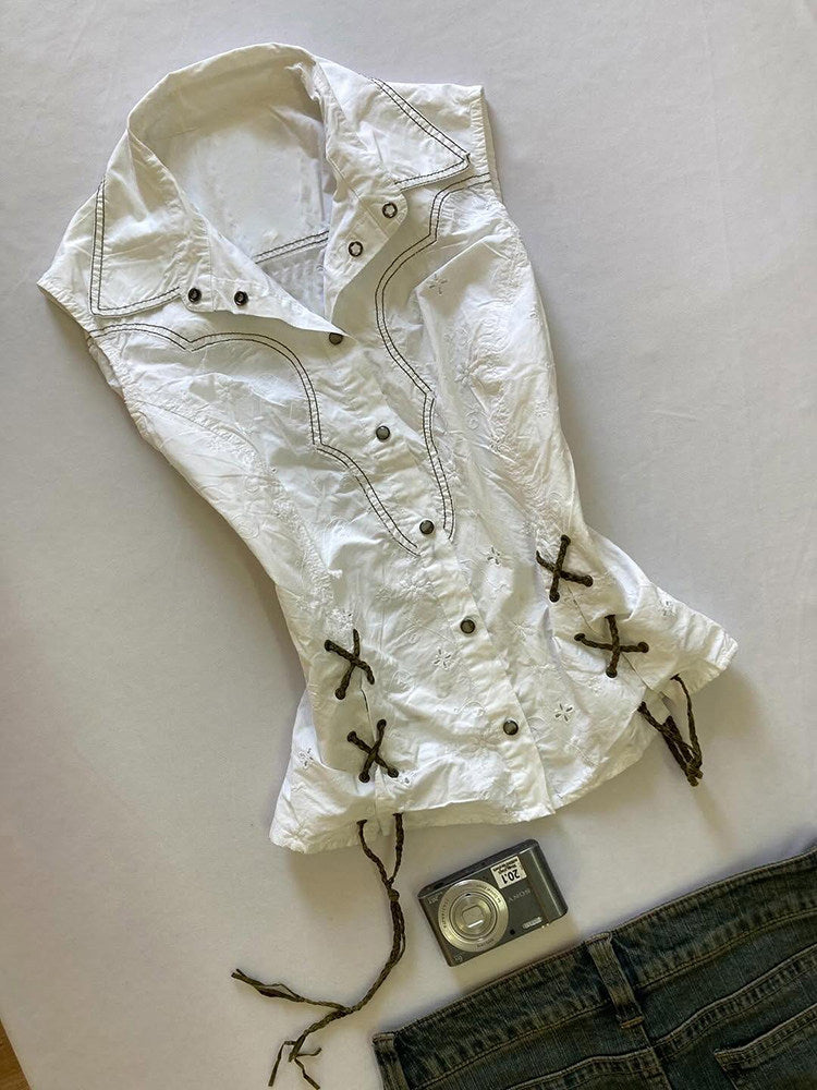 retro sleeveless straps shirt