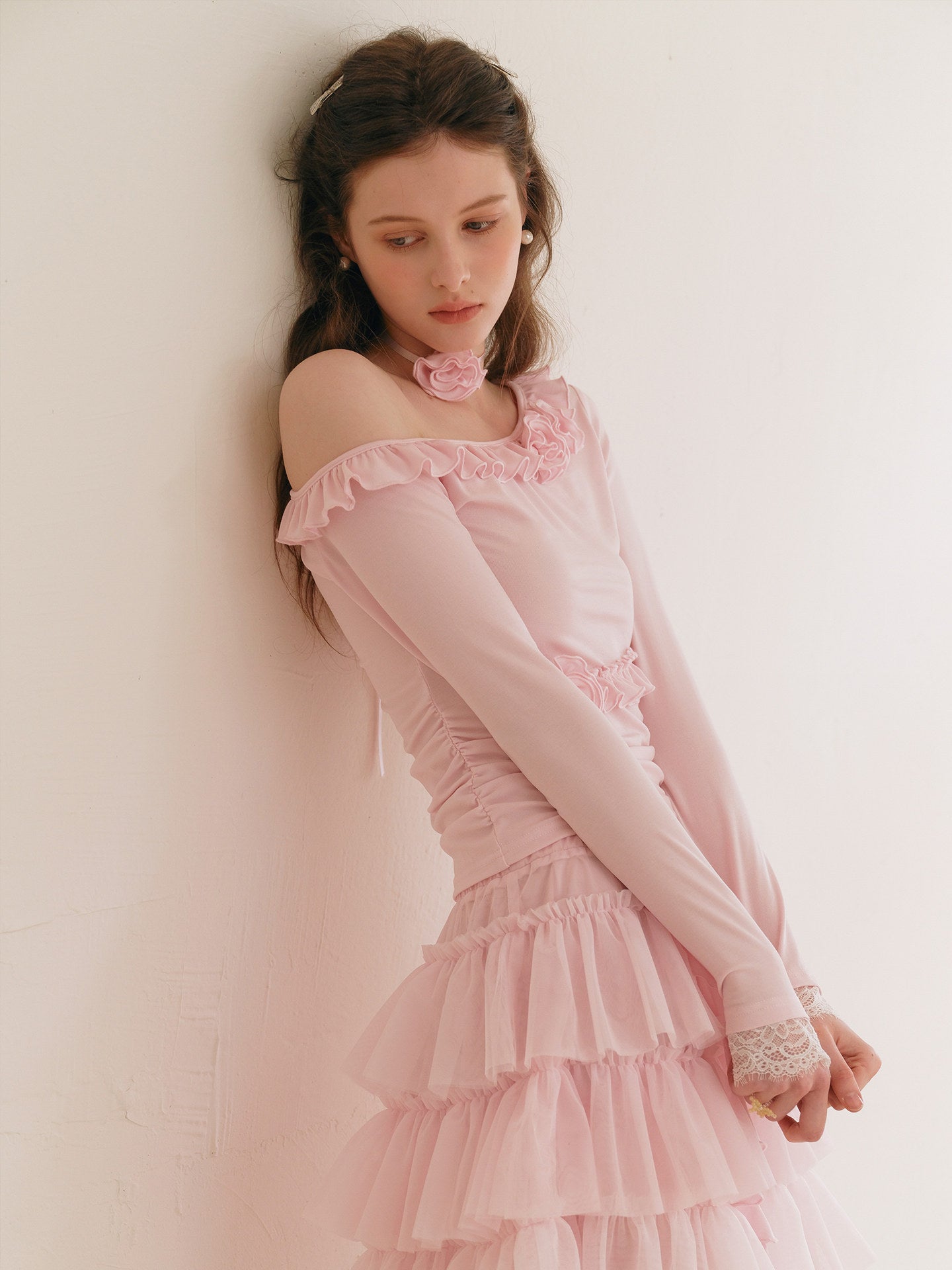 romantic rose long-sleeved top