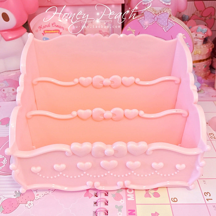 Soft Girl Heart Bow Love Cosmetic Storage Box