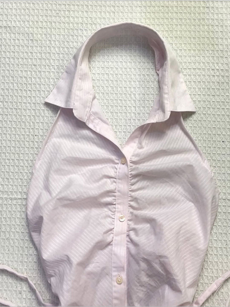 soft girl pink halter-neck top