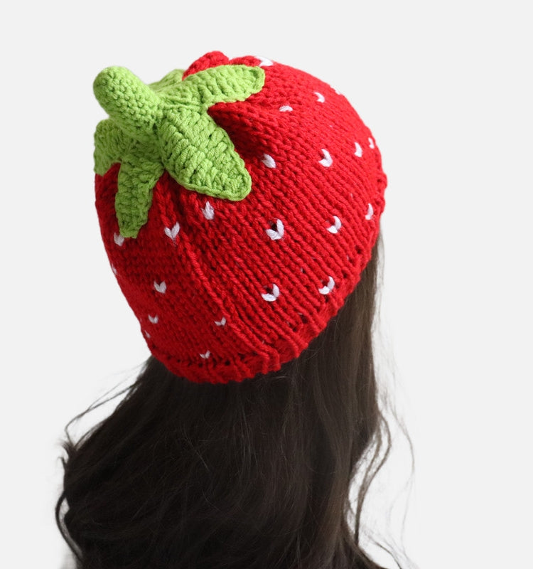 kawaii strawberry beanie