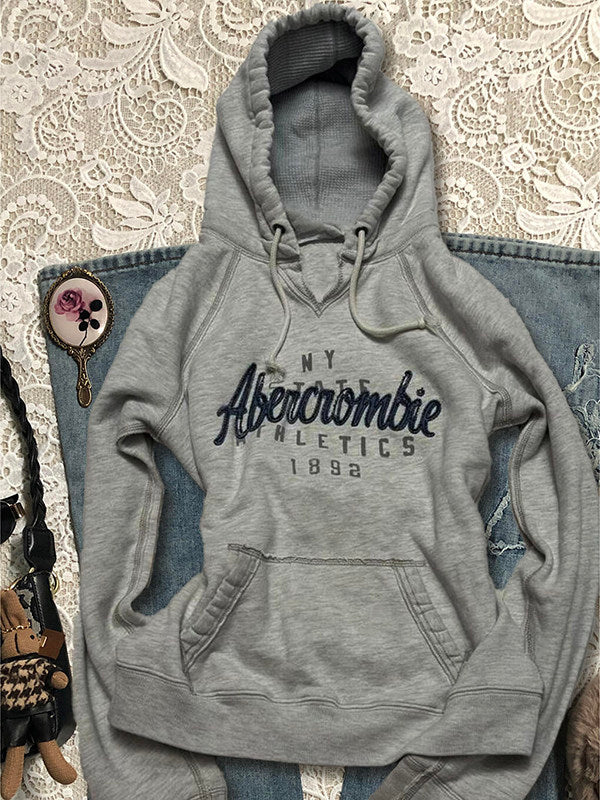 preppy gray letters sweatshirt