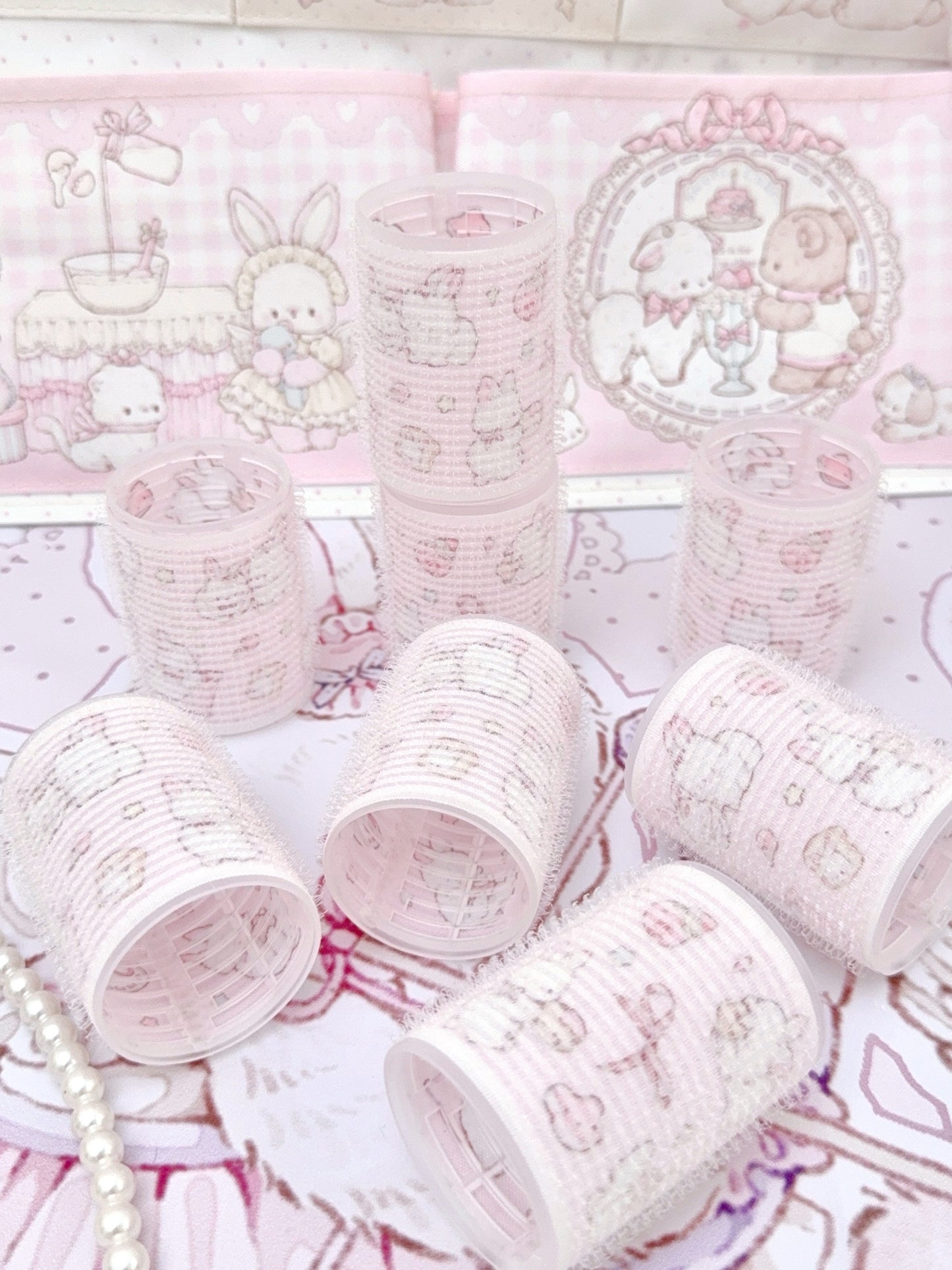 kawaii styling plastic hair curlers