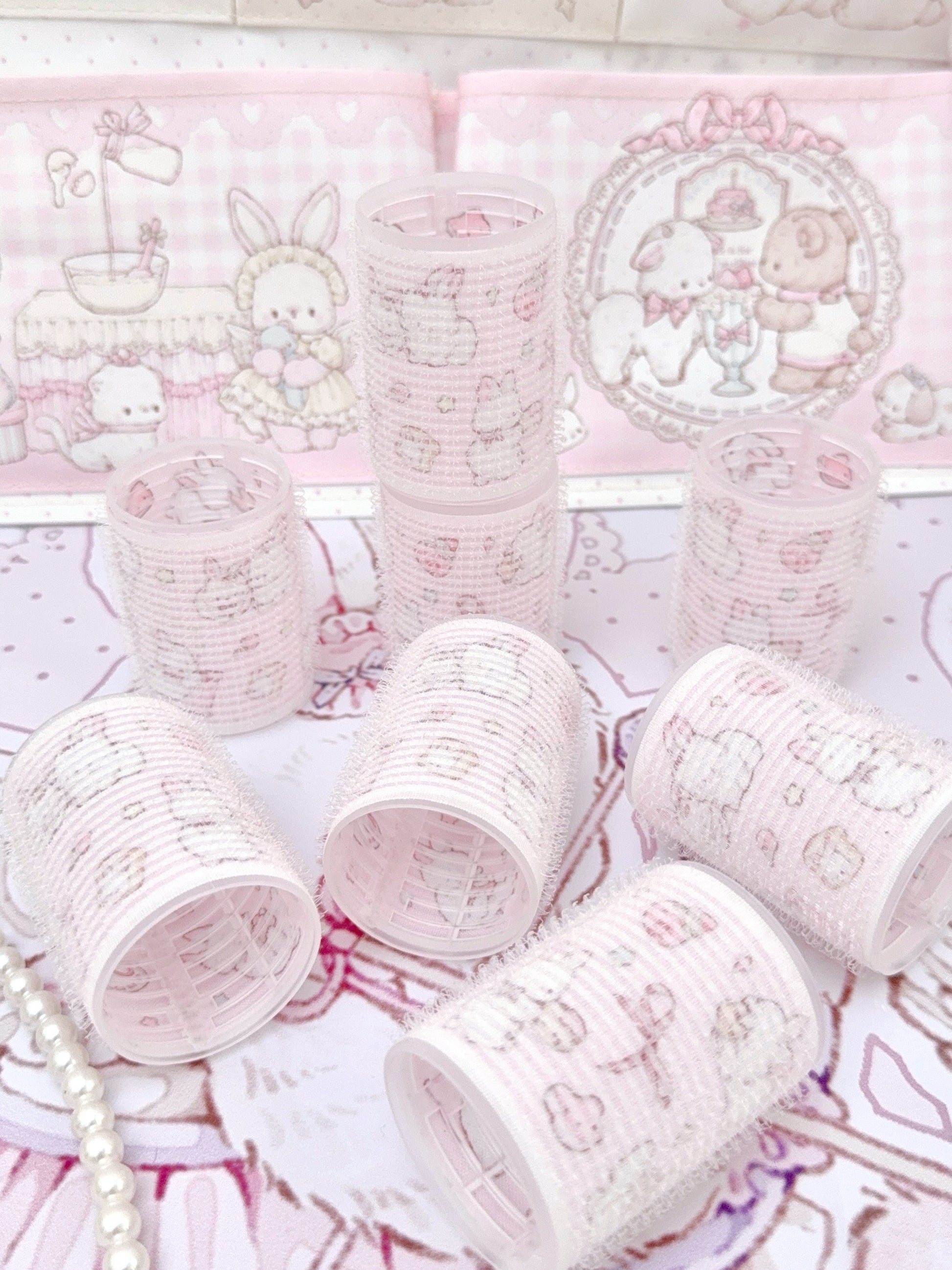 kawaii styling plastic hair curlers
