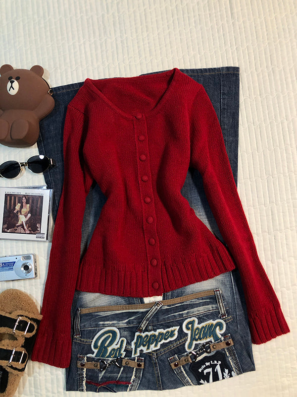 red vintage sweater