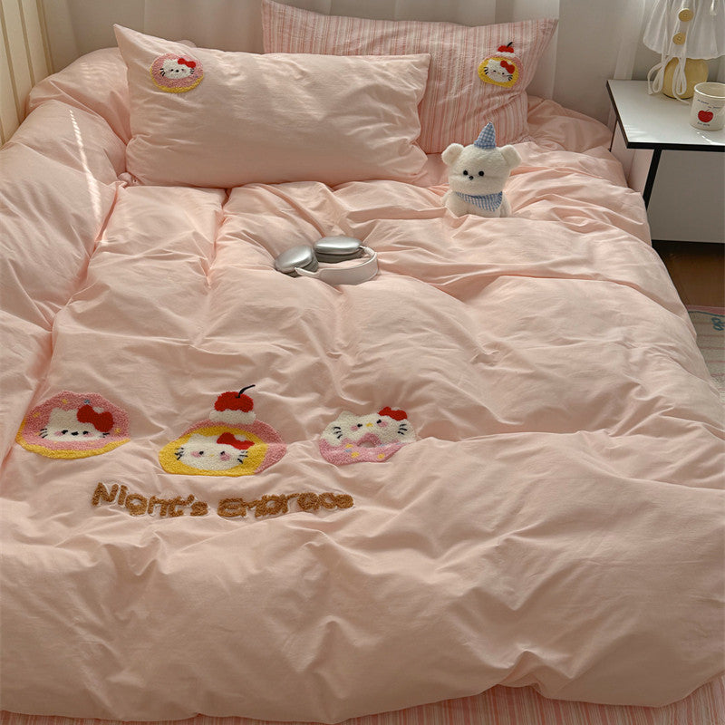 Katie Cake Cute Washed Cotton Sheets Four-piece Set