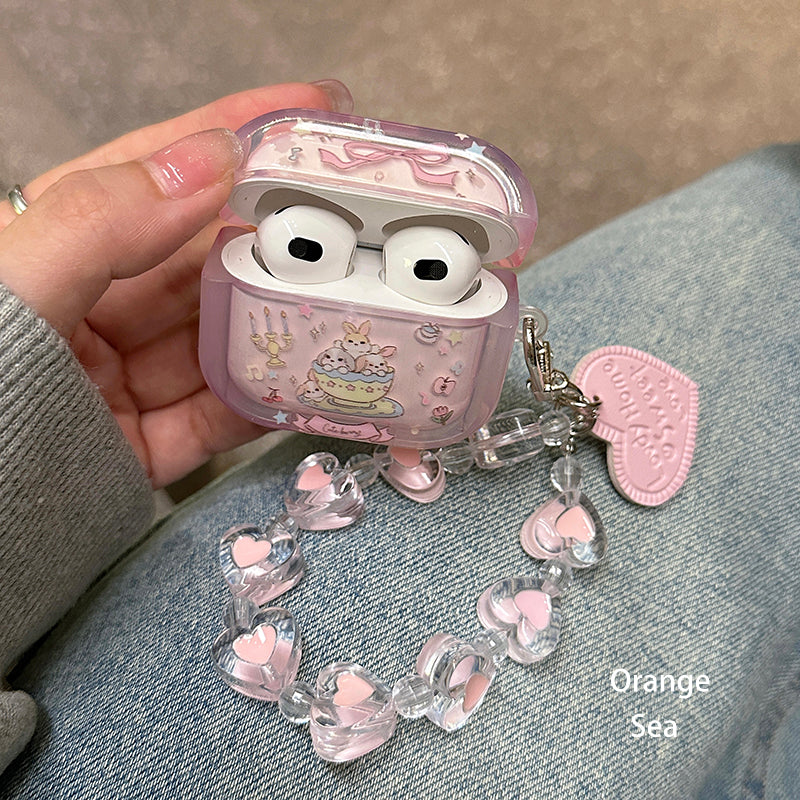 pink rabbit kawaii airpods case
