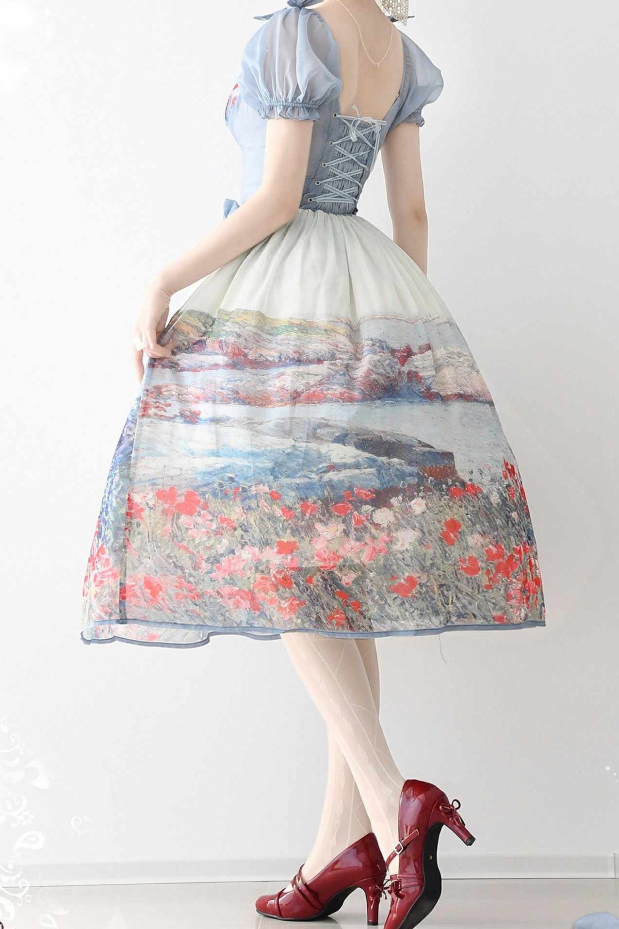 Oil Painting Printed Bow Lolita Dress