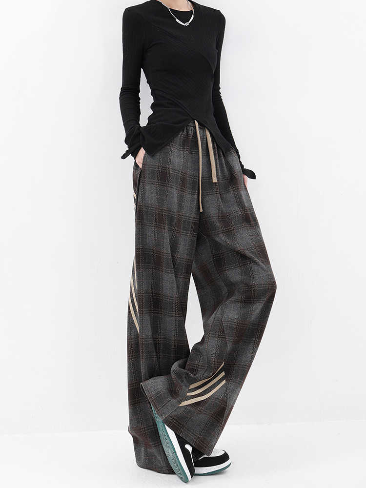 Preppy Casual Plaid Pants