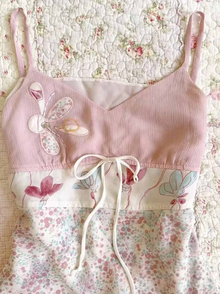 French Pink Floral Tank Top