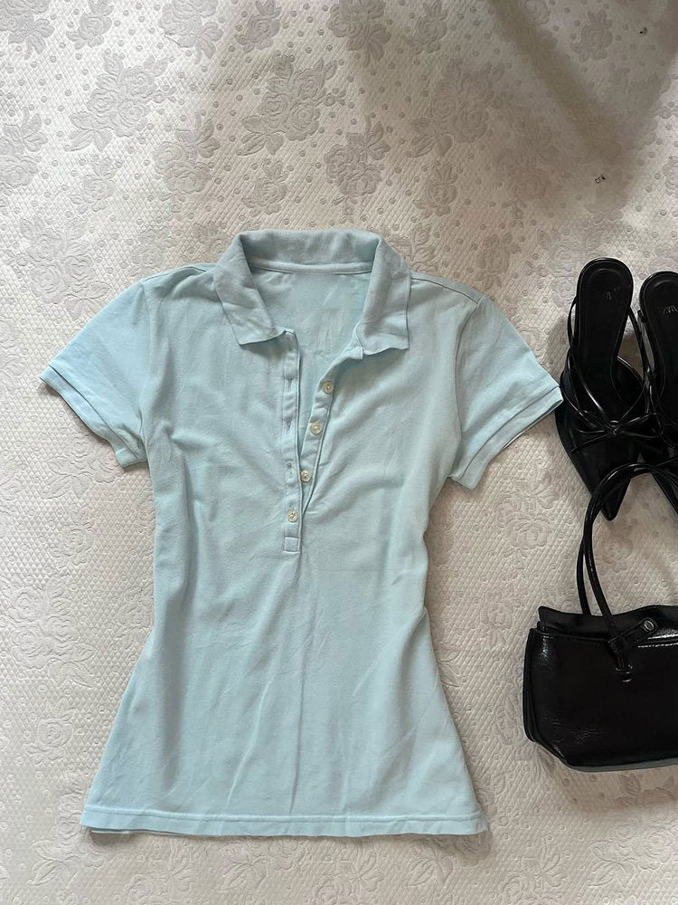 retro baby blue polo shirt