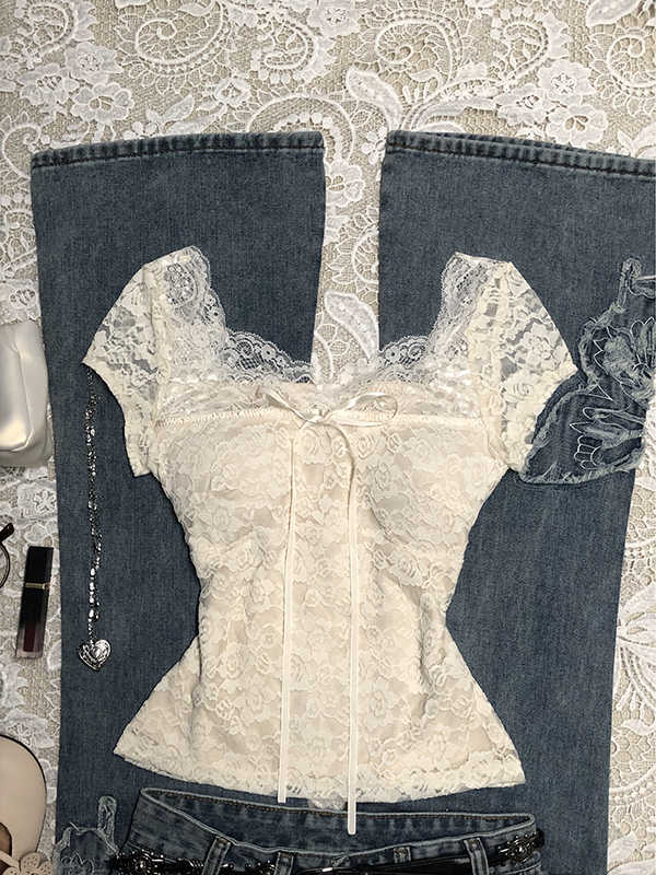 Lace Bow Retro Shirt