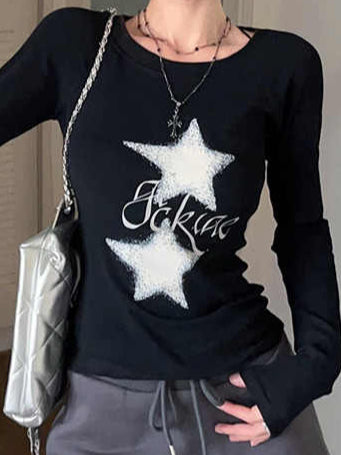 Y2K Star Retro Long-sleeved Top