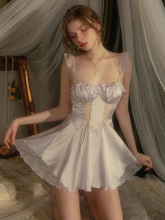 French Lace Suspender Pajamas