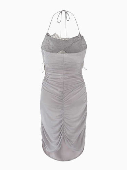 Pleated Ice Silk Suspender Nightgown