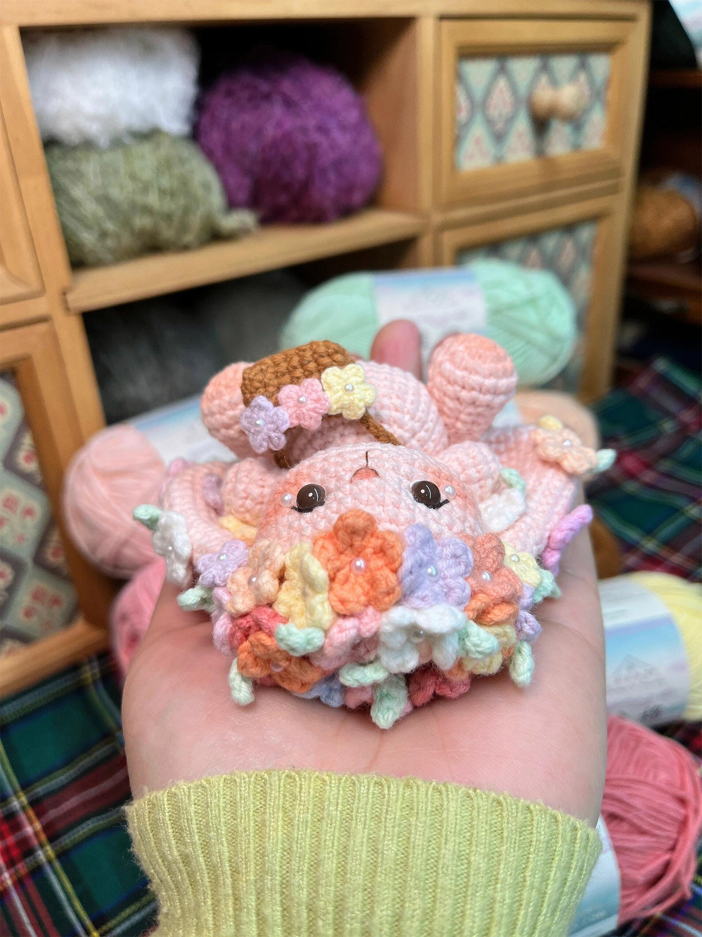 DIY wool flower fairy bunny doll