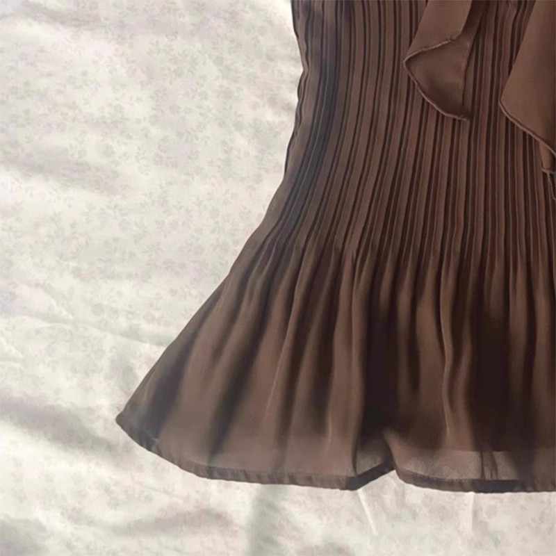 Retro Brown Chiffon Shirt