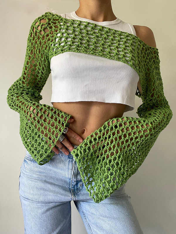 Street Mesh Hollow Knitted Blouse