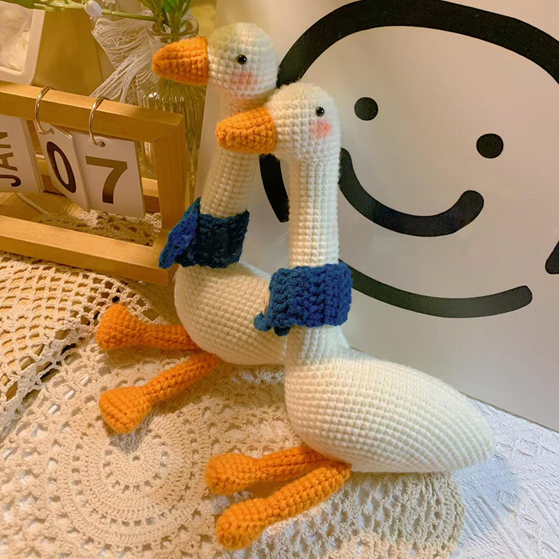 DIY crochet woolen white goose doll pendant