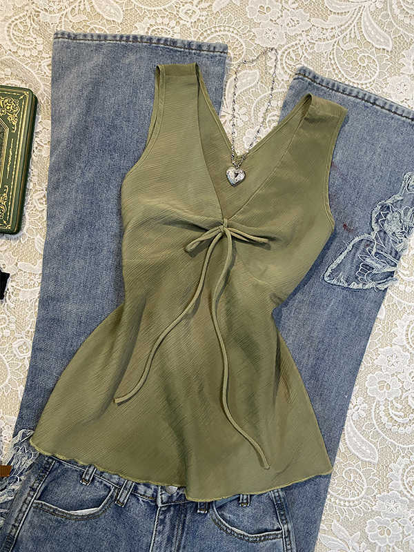 Green Bow Tie Vintage Tank Top