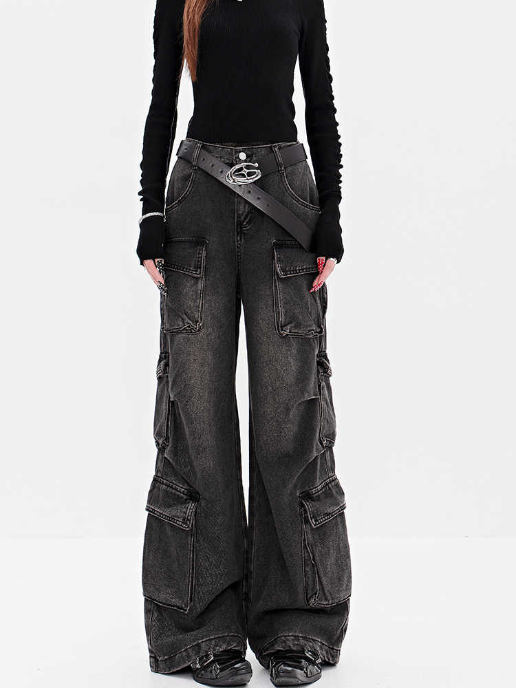 Grunge Distressed Pockets Baggy Jeans