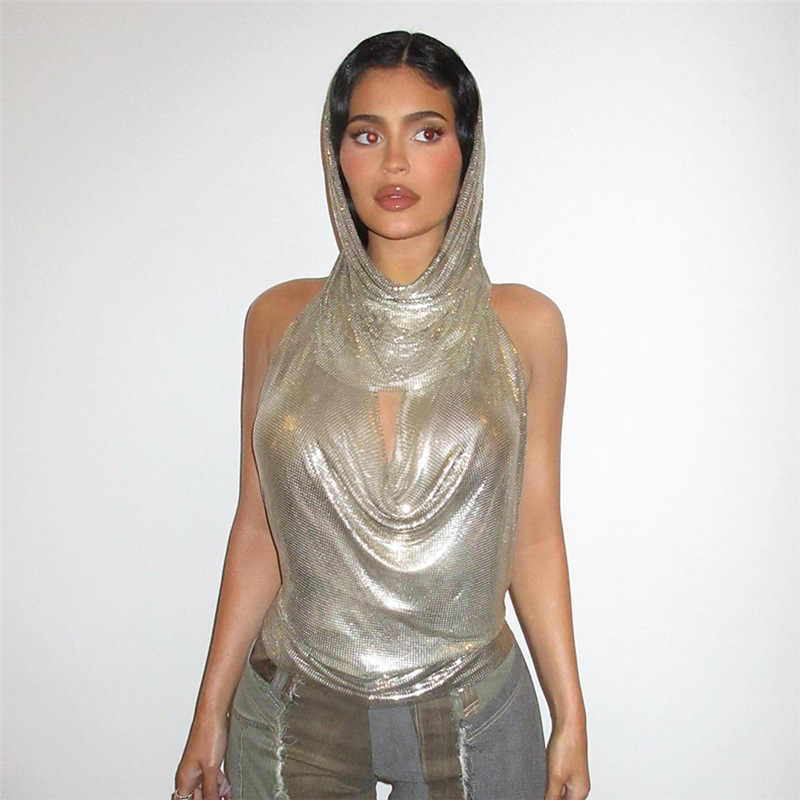 Hollow Backless Hooded Top