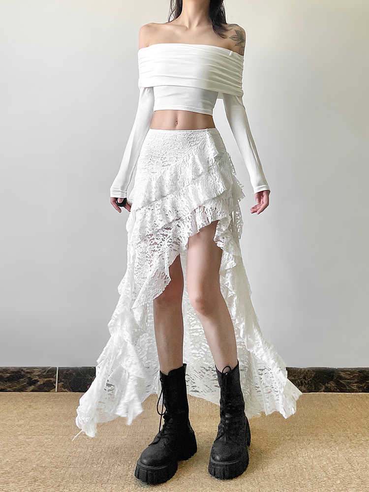 Bohemian Romantic Ruffled Irregular Skirt