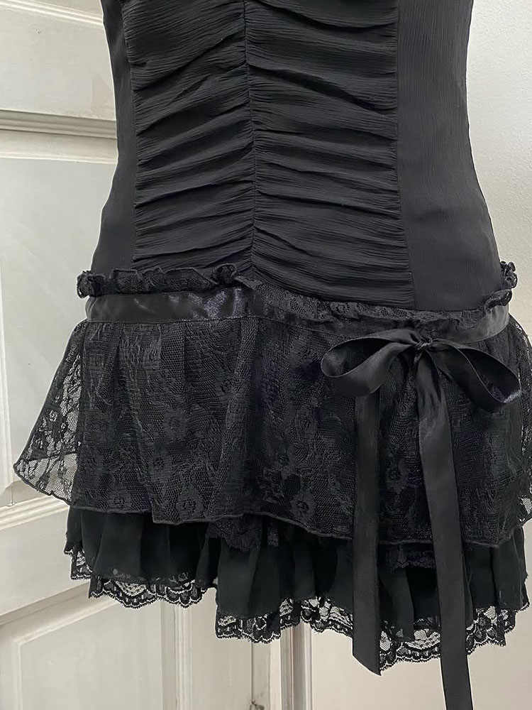 Black Halter-neck Lace Top
