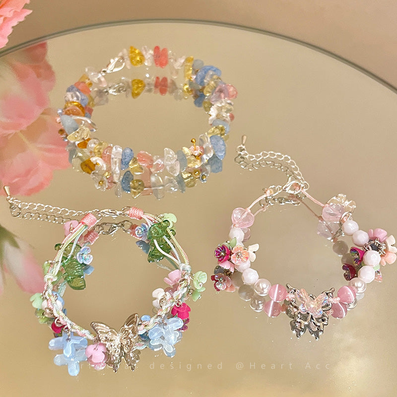 Gravel Butterfly Flower Kawaii Bracelet