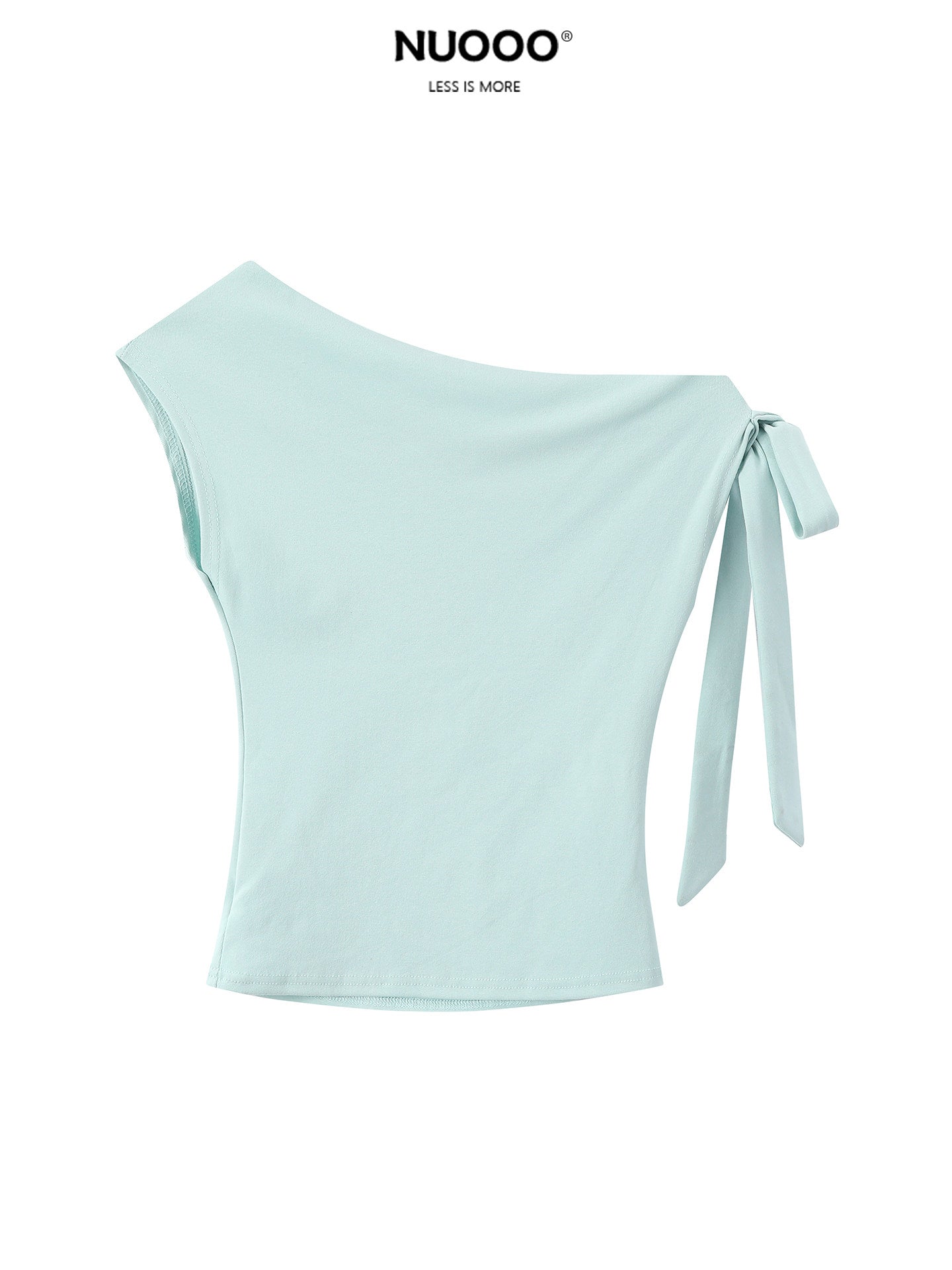 Tie-strap one-shoulder T-shirt with rhinestones