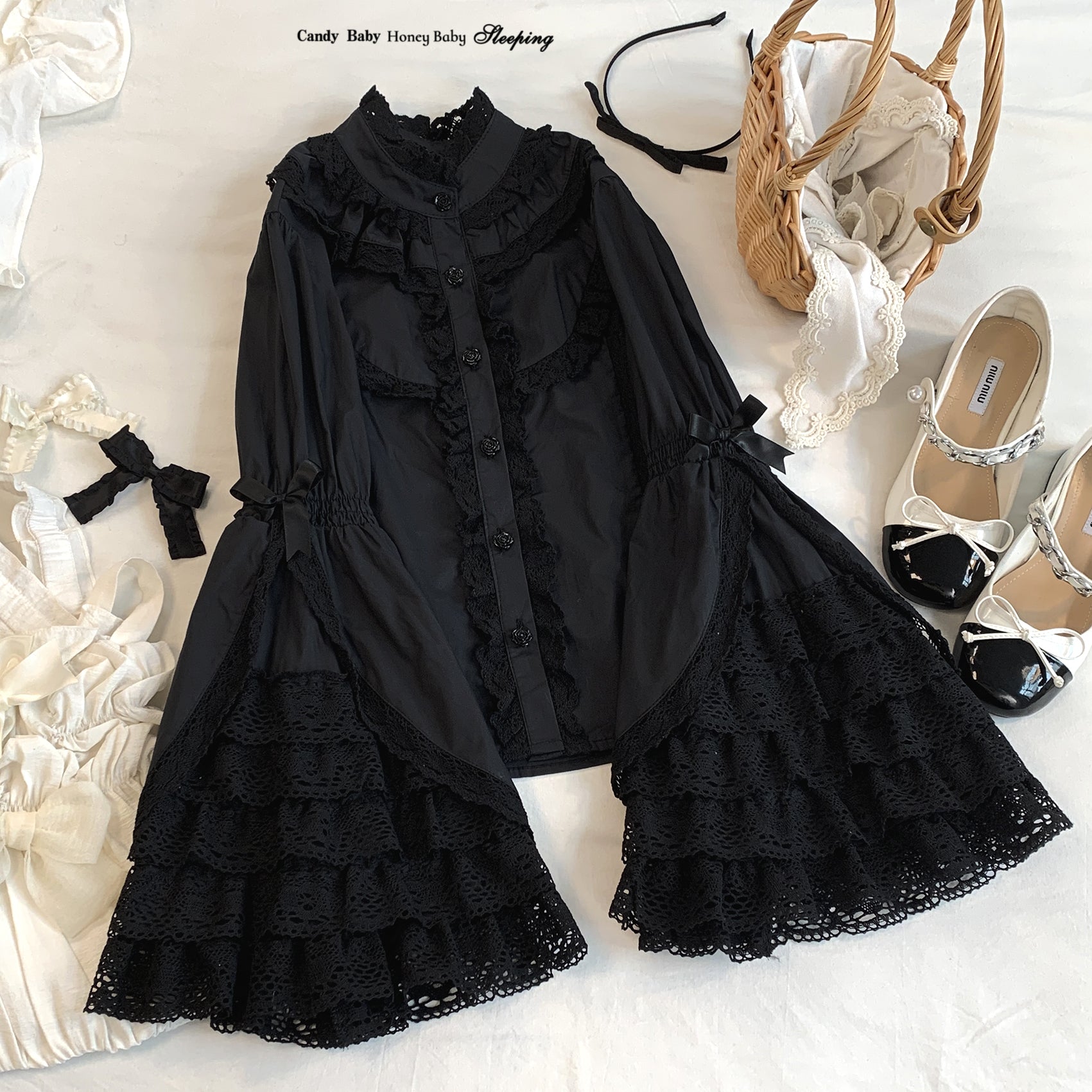 Lace Vintage Cotton Layered Ruffled Shirt