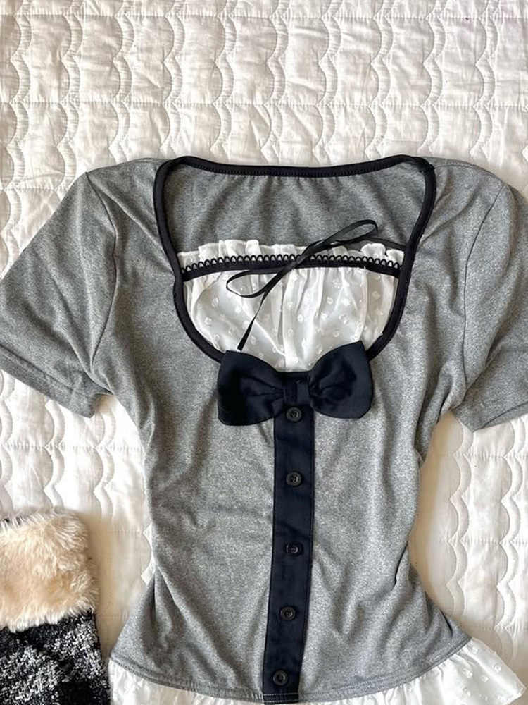 Retro Gray Lace T-shirt
