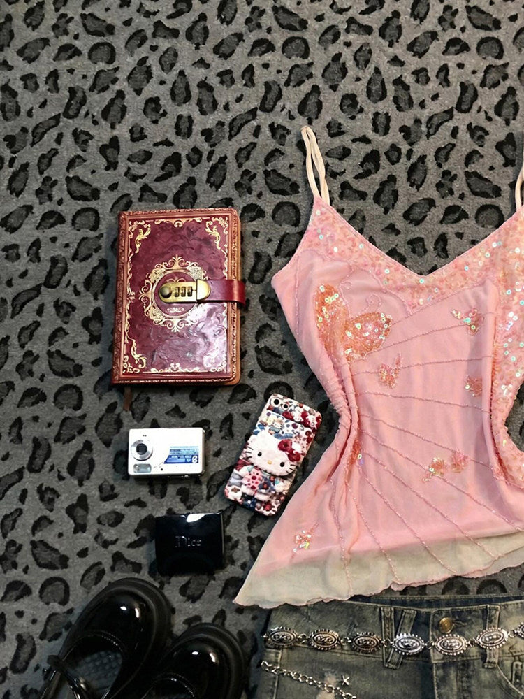 holiday pink lace tank top