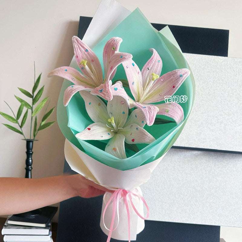 Rhinestone Lily Chenille Stem Bouquet DIY Craft Kit