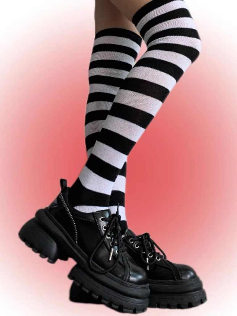 Y2K Striped Knee-high Stockings