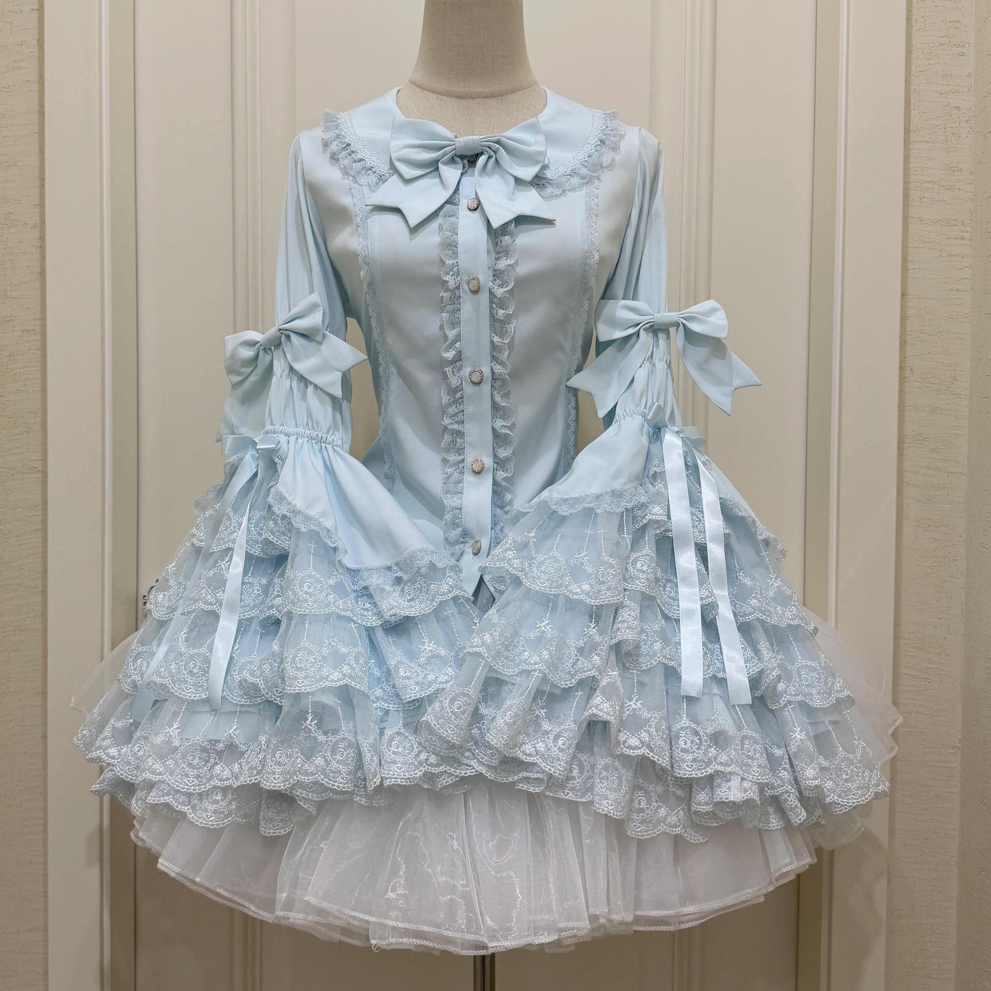 Ruffled Lace Bow Coquette Shirt