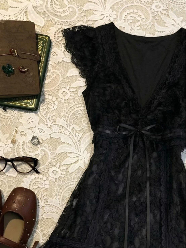 dark coquette ruffled dress