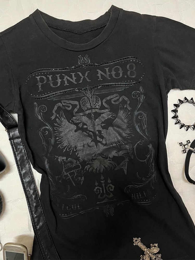 Goth Retro Printed T-shirt