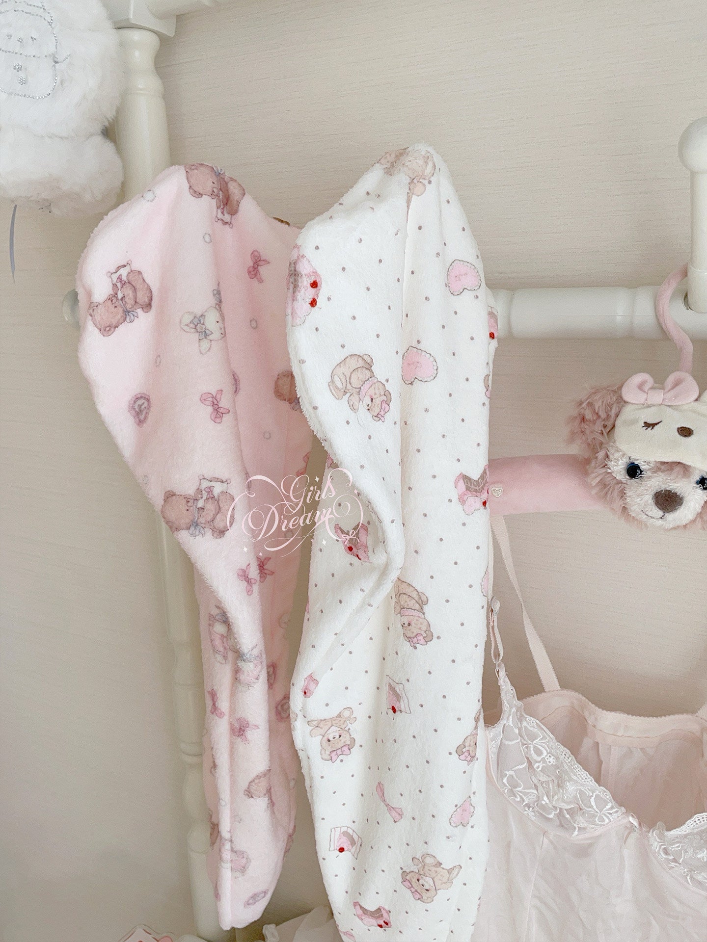 Girl's Dream original bunny and bear printed hair drying cap towel