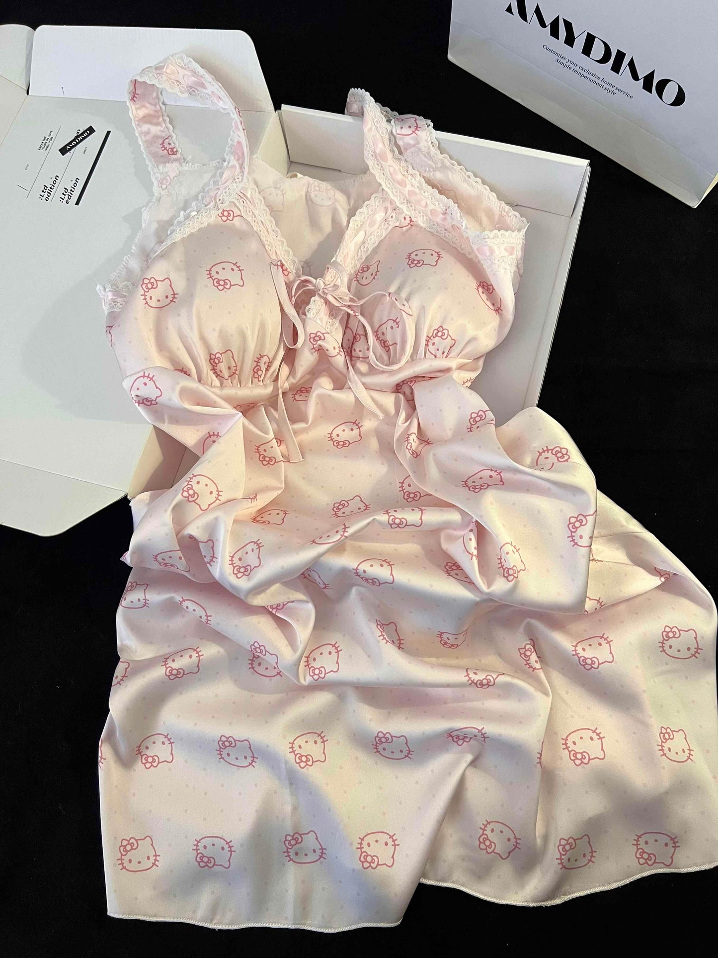 Cute Kitty Silk Pajamas