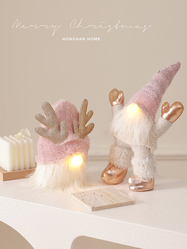 Christmas lights pink cute faceless doll